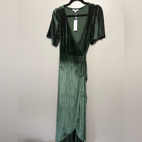 Baltic Born Emerald Green Velvet Wrap Maxi Dress
